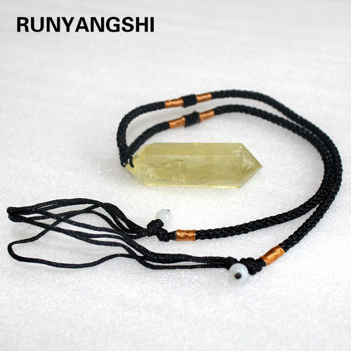 Natural Citrine crusyal Column Pendant yellow Quartz Crystal Stone Point Healing Hexagonal Quartz Wand Treatment Stone