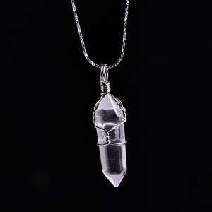 1PC Natural Crystal Rose Quartz Amethyst Pendant Magic Repair Healing Crystal Jewelry Couple Decorating Christmas and DIY Gifts