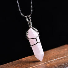 1PC Natural Crystal Rose Quartz Amethyst Pendant Magic Repair Healing Crystal Jewelry Couple Decorating Christmas and DIY Gifts