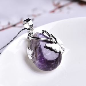 1PC Natural Crystal Rose Quartz Amethyst Butterfly Pendant Mineral Jewelry Couple Decoration Christmas & DIY Gift Jewelry