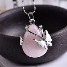 1PC Natural Crystal Rose Quartz Amethyst Butterfly Pendant Mineral Jewelry Couple Decoration Christmas & DIY Gift Jewelry