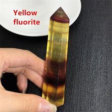 Natural Fluorite Citrine pink Hexagonal Column Crystal Point Healing Wand Mineral quartz Crystal Home Decoration Stone