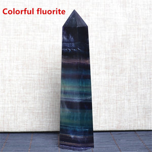 Natural Fluorite Citrine pink Hexagonal Column Crystal Point Healing Wand Mineral quartz Crystal Home Decoration Stone