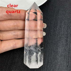 Natural Fluorite Citrine pink Hexagonal Column Crystal Point Healing Wand Mineral quartz Crystal Home Decoration Stone