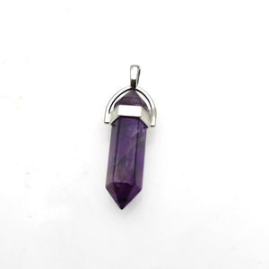 Natural Quartz Crystal Point Wand Pendant Amethyst wand Pendant Hexagonal Prism DIY Healing Crystal Necklace Charm Jewelry Gift