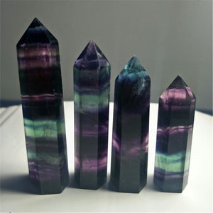 Natural Fluorite Crystal Colorful Striped Fluorite 4-9CM Quartz Crystal Stone Point Healing Hexagonal Wand Treatment Stone