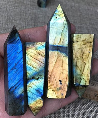 1pc Natural labradorite obelisk quartz crystal wand point healing