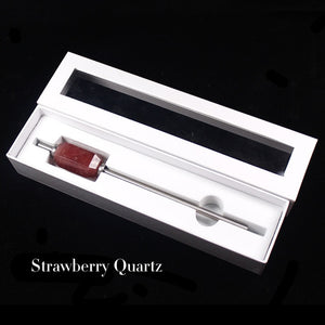 Runyangshi 1pc 2019 New Eco-friendly Reusable  Natural crystal amethyst stainless steel Drink straw rose quartz With Brush