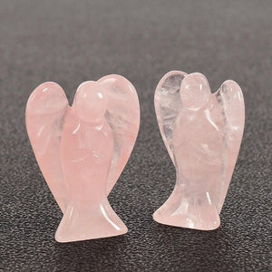 1pcs natural crystal healing stone guardian crystal carving rose quartz angel