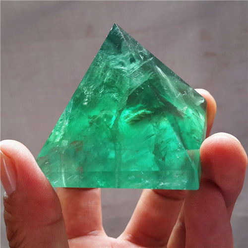 Natural Fluorite Quartz Crystal Polished pyramid Specimen Healing     A2